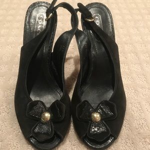 Coach slingback heels. Suede leather black sz 6.5